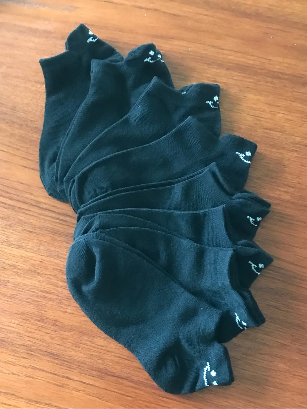 Women's  fun face Black No-Show Socks - Pack of 8